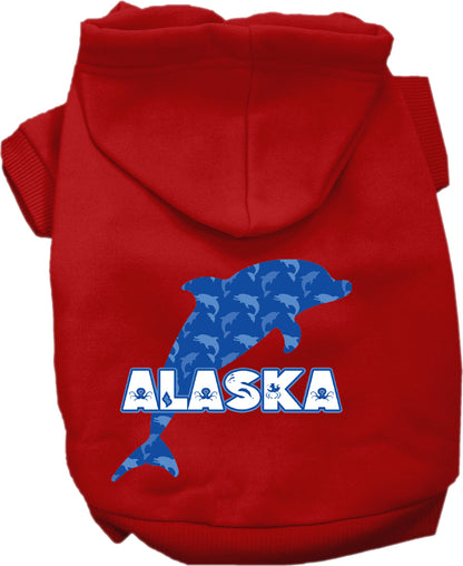 Pet Dog & Cat Screen Printed Hoodie for Medium to Large Pets (Sizes 2XL-6XL), "Alaska Blue Dolphins"