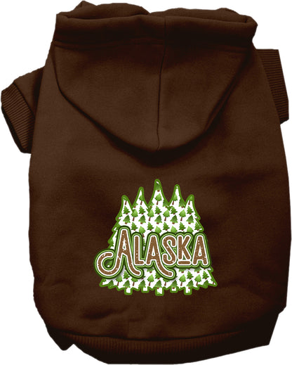 Pet Dog & Cat Screen Printed Hoodie for Small to Medium Pets (Sizes XS-XL), "Alaska Woodland Trees"