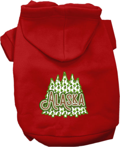 Pet Dog & Cat Screen Printed Hoodie for Medium to Large Pets (Sizes 2XL-6XL), "Alaska Woodland Trees"