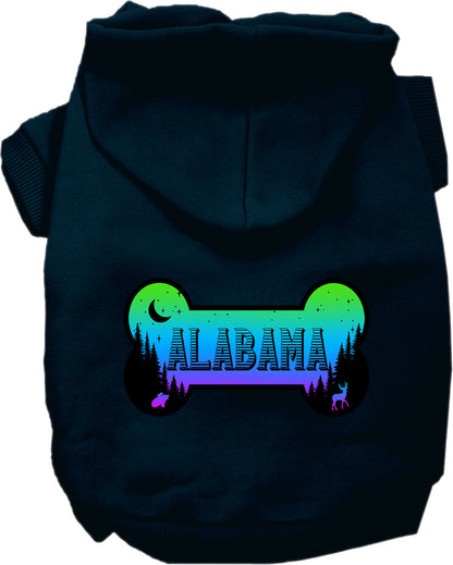 Pet Dog & Cat Screen Printed Hoodie for Medium to Large Pets (Sizes 2XL-6XL), "Alabama Mountain Shades"