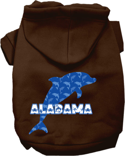 Pet Dog & Cat Screen Printed Hoodie for Medium to Large Pets (Sizes 2XL-6XL), "Alabama Blue Dolphins"