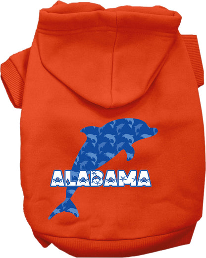 Pet Dog & Cat Screen Printed Hoodie for Medium to Large Pets (Sizes 2XL-6XL), "Alabama Blue Dolphins"