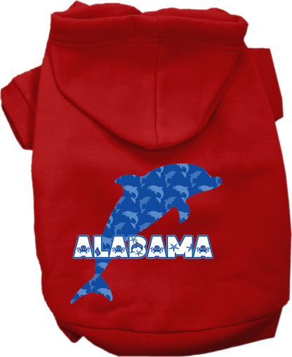 Pet Dog & Cat Screen Printed Hoodie for Medium to Large Pets (Sizes 2XL-6XL), "Alabama Blue Dolphins"