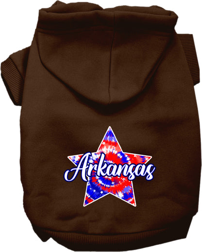 Pet Dog & Cat Screen Printed Hoodie for Medium to Large Pets (Sizes 2XL-6XL), "Arkansas Patriotic Tie Dye"