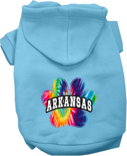 Pet Dog & Cat Screen Printed Hoodie for Medium to Large Pets (Sizes 2XL-6XL), "Arkansas Bright Tie Dye"