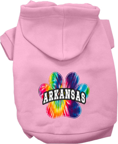 Pet Dog & Cat Screen Printed Hoodie for Medium to Large Pets (Sizes 2XL-6XL), "Arkansas Bright Tie Dye"