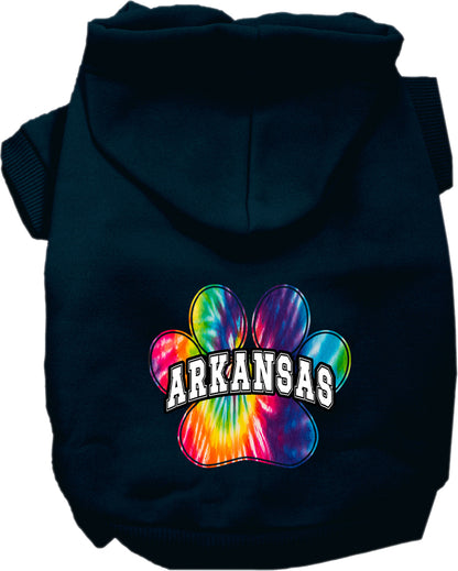 Pet Dog & Cat Screen Printed Hoodie for Medium to Large Pets (Sizes 2XL-6XL), "Arkansas Bright Tie Dye"