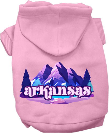 Pet Dog & Cat Screen Printed Hoodie for Medium to Large Pets (Sizes 2XL-6XL), "Arkansas Alpine Pawscape"