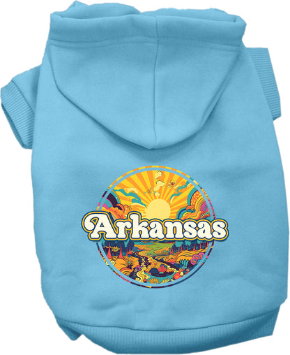 Pet Dog & Cat Screen Printed Hoodie for Medium to Large Pets (Sizes 2XL-6XL), "Arkansas Trippy Peaks"