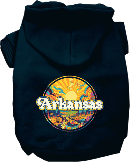 Pet Dog & Cat Screen Printed Hoodie for Small to Medium Pets (Sizes XS-XL), "Arkansas Trippy Peaks"