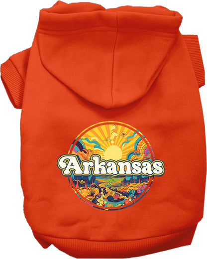 Pet Dog & Cat Screen Printed Hoodie for Medium to Large Pets (Sizes 2XL-6XL), "Arkansas Trippy Peaks"