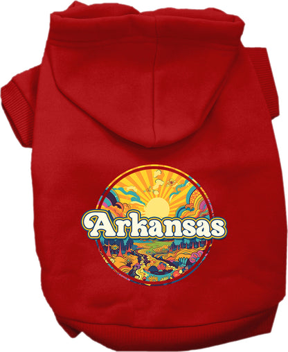 Pet Dog & Cat Screen Printed Hoodie for Medium to Large Pets (Sizes 2XL-6XL), "Arkansas Trippy Peaks"