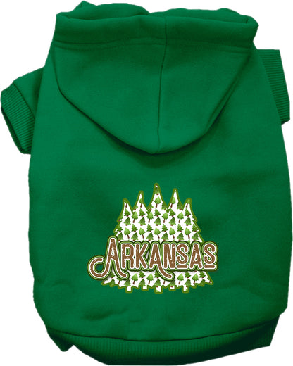 Pet Dog & Cat Screen Printed Hoodie for Small to Medium Pets (Sizes XS-XL), "Arkansas Woodland Trees"