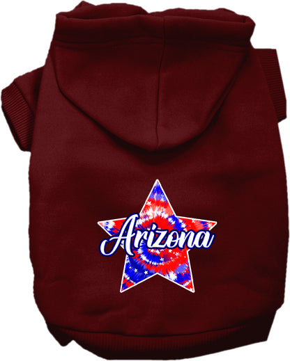 Pet Dog & Cat Screen Printed Hoodie for Medium to Large Pets (Sizes 2XL-6XL), "Arizona Patriotic Tie Dye"