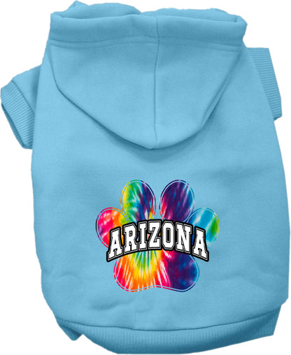 Pet Dog & Cat Screen Printed Hoodie for Medium to Large Pets (Sizes 2XL-6XL), "Arizona Bright Tie Dye"