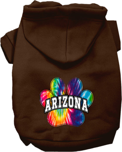 Pet Dog & Cat Screen Printed Hoodie for Small to Medium Pets (Sizes XS-XL), "Arizona Bright Tie Dye"