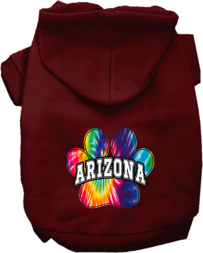 Pet Dog & Cat Screen Printed Hoodie for Medium to Large Pets (Sizes 2XL-6XL), "Arizona Bright Tie Dye"