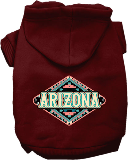 Pet Dog & Cat Screen Printed Hoodie for Medium to Large Pets (Sizes 2XL-6XL), "Arizona Peach Aztec"