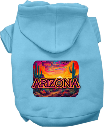 Pet Dog & Cat Screen Printed Hoodie for Medium to Large Pets (Sizes 2XL-6XL), "Arizona Neon Desert"