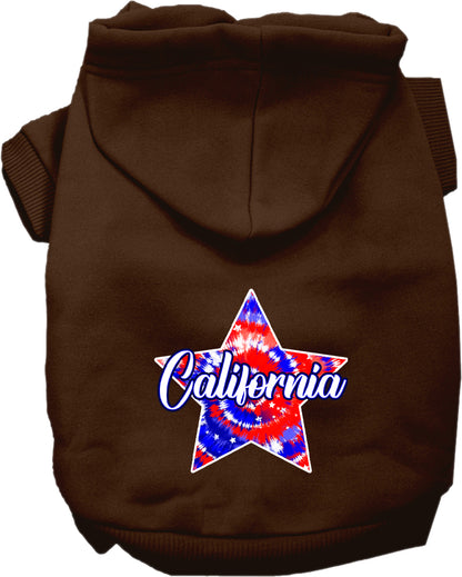 Pet Dog & Cat Screen Printed Hoodie for Medium to Large Pets (Sizes 2XL-6XL), "California Patriotic Tie Dye"