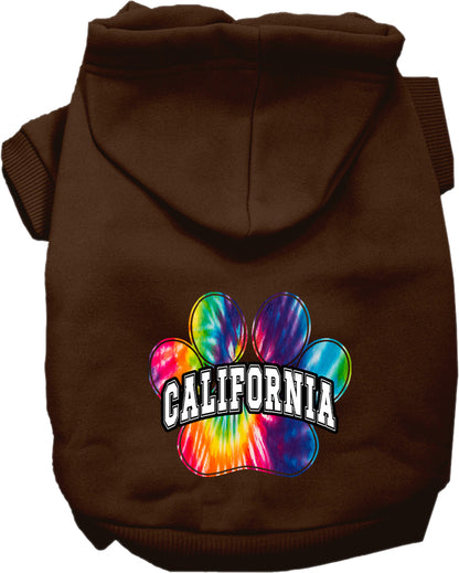 Pet Dog & Cat Screen Printed Hoodie for Medium to Large Pets (Sizes 2XL-6XL), "California Bright Tie Dye"