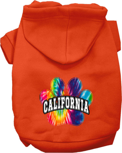 Pet Dog & Cat Screen Printed Hoodie for Small to Medium Pets (Sizes XS-XL), "California Bright Tie Dye"