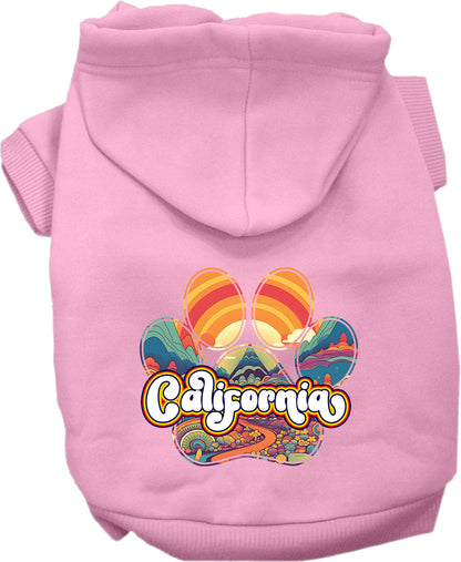 Pet Dog & Cat Screen Printed Hoodie for Medium to Large Pets (Sizes 2XL-6XL), "California Groovy Summit"