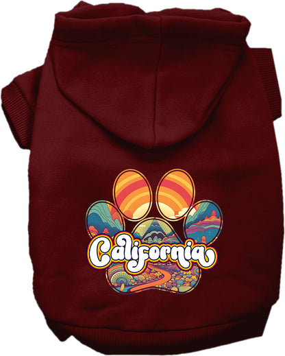 Pet Dog & Cat Screen Printed Hoodie for Small to Medium Pets (Sizes XS-XL), "California Groovy Summit"