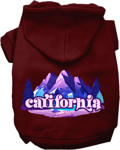 Pet Dog & Cat Screen Printed Hoodie for Medium to Large Pets (Sizes 2XL-6XL), "California Alpine Pawscape"