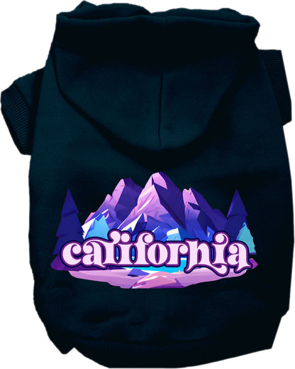 Pet Dog & Cat Screen Printed Hoodie for Small to Medium Pets (Sizes XS-XL), "California Alpine Pawscape"