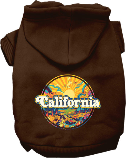 Pet Dog & Cat Screen Printed Hoodie for Medium to Large Pets (Sizes 2XL-6XL), "California Trippy Peaks"