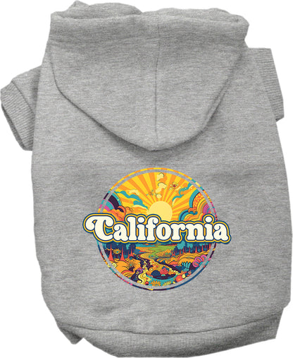 Pet Dog & Cat Screen Printed Hoodie for Medium to Large Pets (Sizes 2XL-6XL), "California Trippy Peaks"