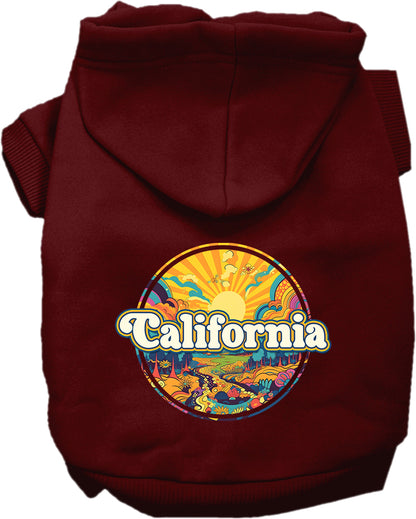 Pet Dog & Cat Screen Printed Hoodie for Medium to Large Pets (Sizes 2XL-6XL), "California Trippy Peaks"