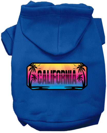 Pet Dog & Cat Screen Printed Hoodie for Medium to Large Pets (Sizes 2XL-6XL), "California Beach Shades"