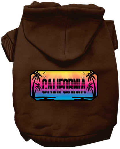 Pet Dog & Cat Screen Printed Hoodie for Medium to Large Pets (Sizes 2XL-6XL), "California Beach Shades"