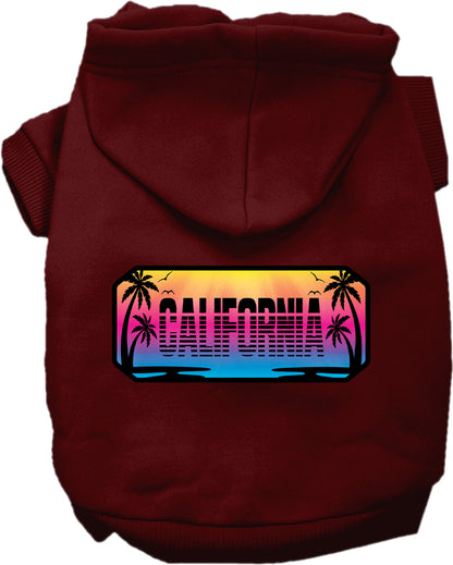 Pet Dog & Cat Screen Printed Hoodie for Medium to Large Pets (Sizes 2XL-6XL), "California Beach Shades"