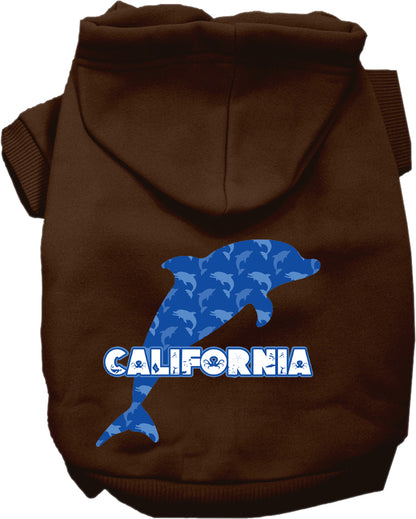 Pet Dog & Cat Screen Printed Hoodie for Medium to Large Pets (Sizes 2XL-6XL), "California Blue Dolphins"