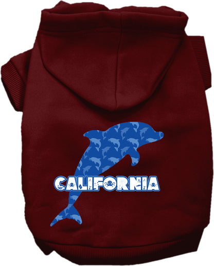 Pet Dog & Cat Screen Printed Hoodie for Small to Medium Pets (Sizes XS-XL), "California Blue Dolphins"