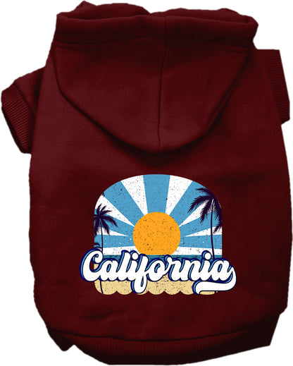 Pet Dog & Cat Screen Printed Hoodie for Medium to Large Pets (Sizes 2XL-6XL), "California Coast"