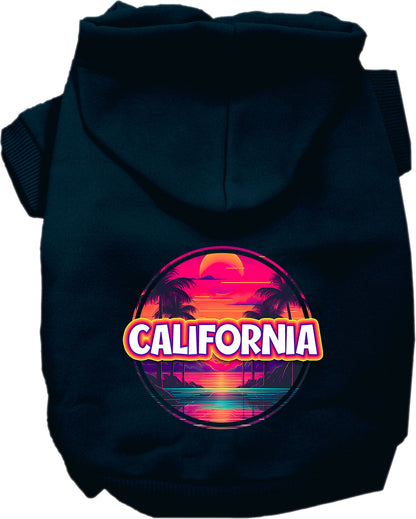 Pet Dog & Cat Screen Printed Hoodie for Medium to Large Pets (Sizes 2XL-6XL), "California Neon Beach Sunset"