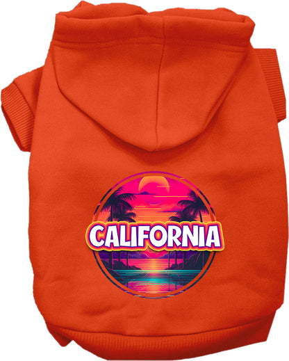 Pet Dog & Cat Screen Printed Hoodie for Medium to Large Pets (Sizes 2XL-6XL), "California Neon Beach Sunset"