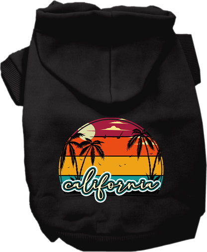 Pet Dog & Cat Screen Printed Hoodie for Medium to Large Pets (Sizes 2XL-6XL), "California Retro Beach Sunset"