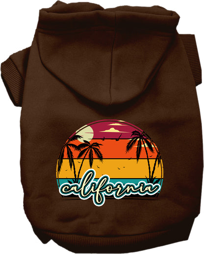 Pet Dog & Cat Screen Printed Hoodie for Medium to Large Pets (Sizes 2XL-6XL), "California Retro Beach Sunset"