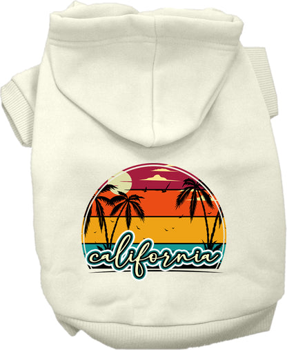 Pet Dog & Cat Screen Printed Hoodie for Small to Medium Pets (Sizes XS-XL), "California Retro Beach Sunset"