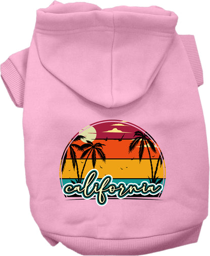 Pet Dog & Cat Screen Printed Hoodie for Small to Medium Pets (Sizes XS-XL), "California Retro Beach Sunset"