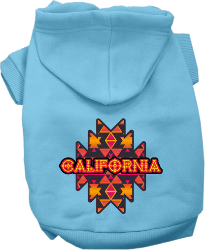 Pet Dog & Cat Screen Printed Hoodie for Medium to Large Pets (Sizes 2XL-6XL), "California Navajo Tribal"