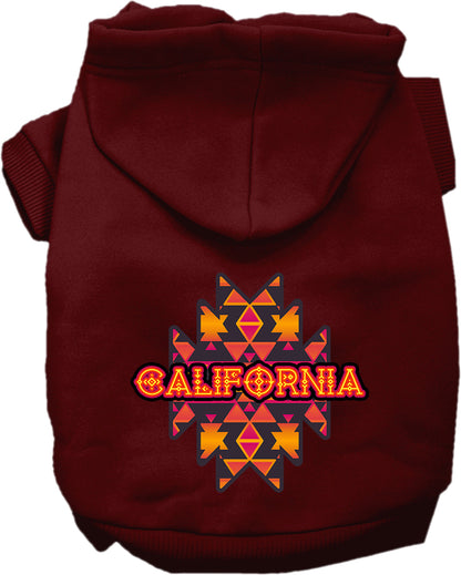 Pet Dog & Cat Screen Printed Hoodie for Small to Medium Pets (Sizes XS-XL), "California Navajo Tribal"