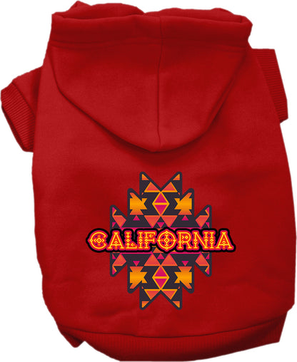 Pet Dog & Cat Screen Printed Hoodie for Small to Medium Pets (Sizes XS-XL), "California Navajo Tribal"