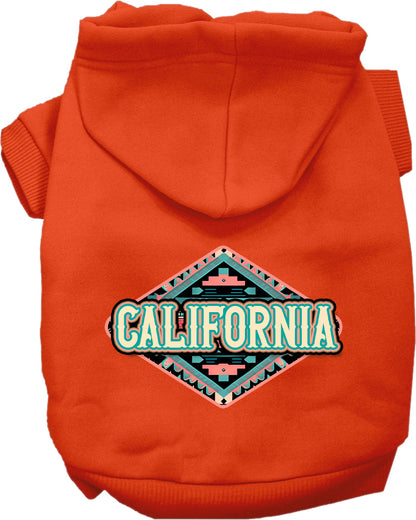 Pet Dog & Cat Screen Printed Hoodie for Medium to Large Pets (Sizes 2XL-6XL), "California Peach Aztec"