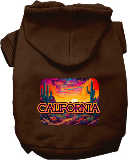 Pet Dog & Cat Screen Printed Hoodie for Medium to Large Pets (Sizes 2XL-6XL), "California Neon Desert"